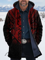 Retro Totem Art Unisex Plush Thick Long-Sleeved Cardigan Coat