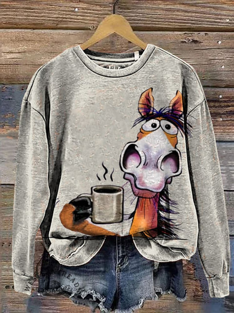 Funny Horse Casual Cotton Sweatshirt
