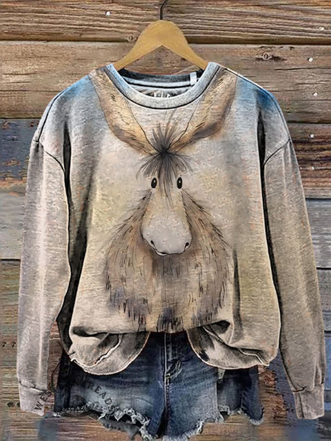 Cute Donkey Art Casual Cotton Sweatshirt