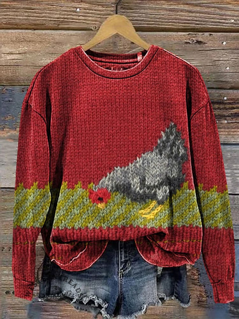 Chicken Art Casual Cotton Sweatshirt