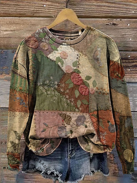 Old Febric Art Pattern Casual Cotton Sweatshirt