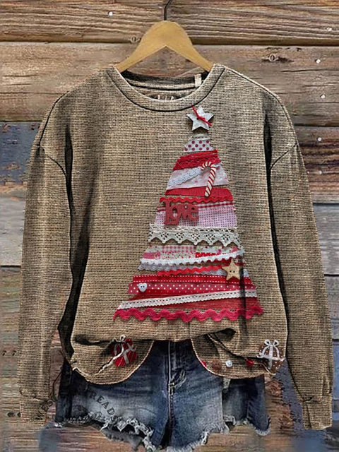 Christmas Tree Art Pattern Casual Cotton Sweatshirt