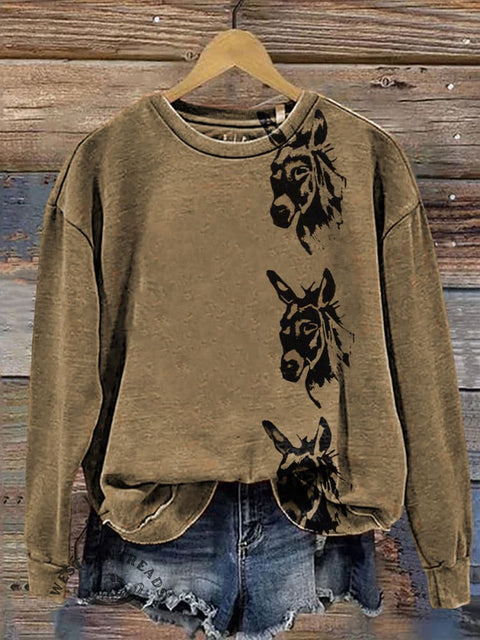 Donkey Art Pattern Casual Cotton Sweatshirt