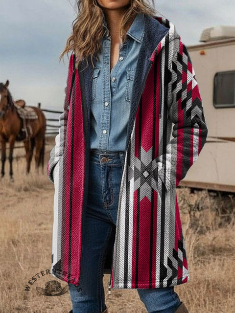 Aztec Unisex Plush Thick Long-Sleeved Cardigan Coat