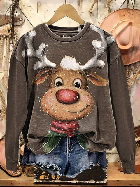 Cute Elf Pattern Casual Cotton Sweatshirt