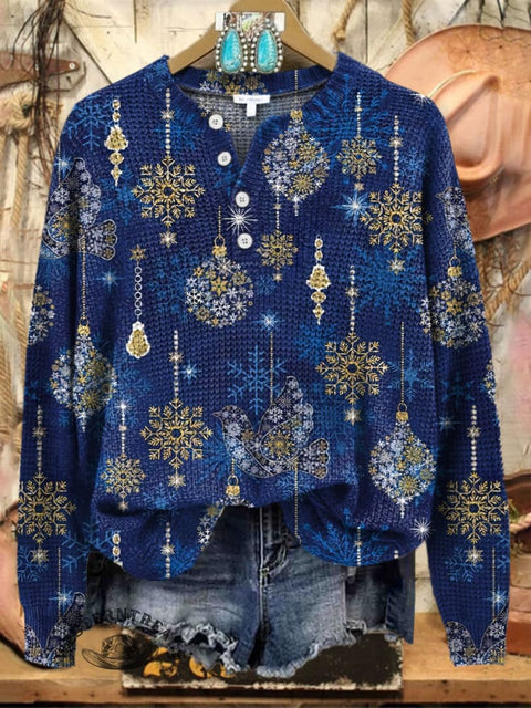 Christmas Pattern Print Buttoned Cardigan Sweater
