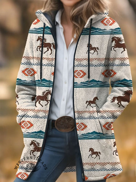 Aztec Unisex Plush Thick Long-Sleeved Cardigan Coat
