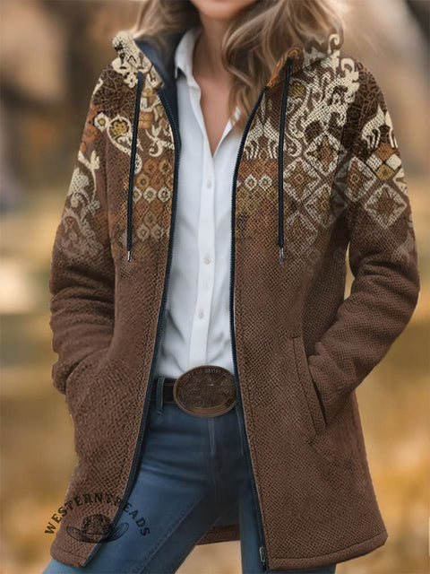 Aztec Unisex Plush Thick Long-Sleeved Cardigan Coat