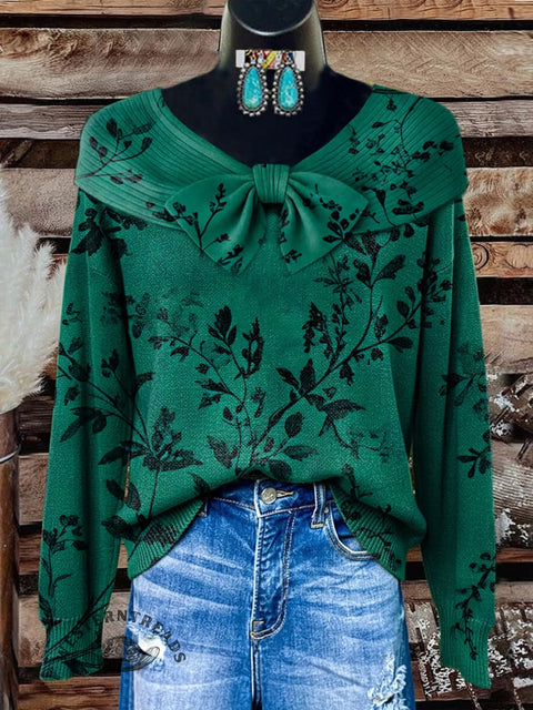 Floral Print Buttoned Cardigan Sweater