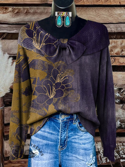 Floral Print Buttoned Cardigan Sweater