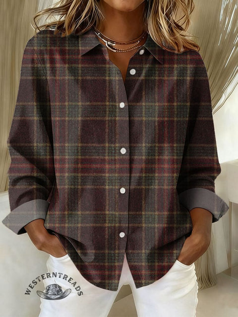 Women's Retro Art Print Casual Cotton Shirt