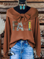 Fall Febric Art Print Casual Cotton Sweatshirt
