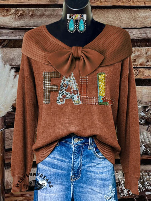 Fall Febric Art Print Buttoned Cardigan Sweater