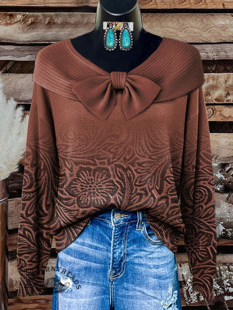 Retro Floral Print Buttoned Cardigan Sweater