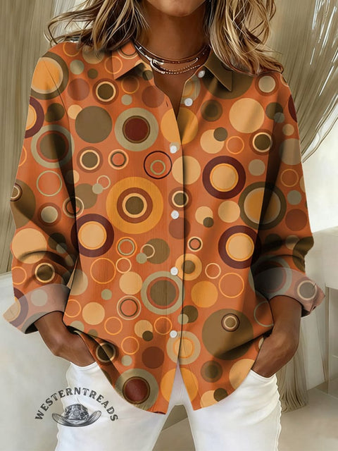 Women's Geometric Art Pattern Print Casual Cotton Shirt