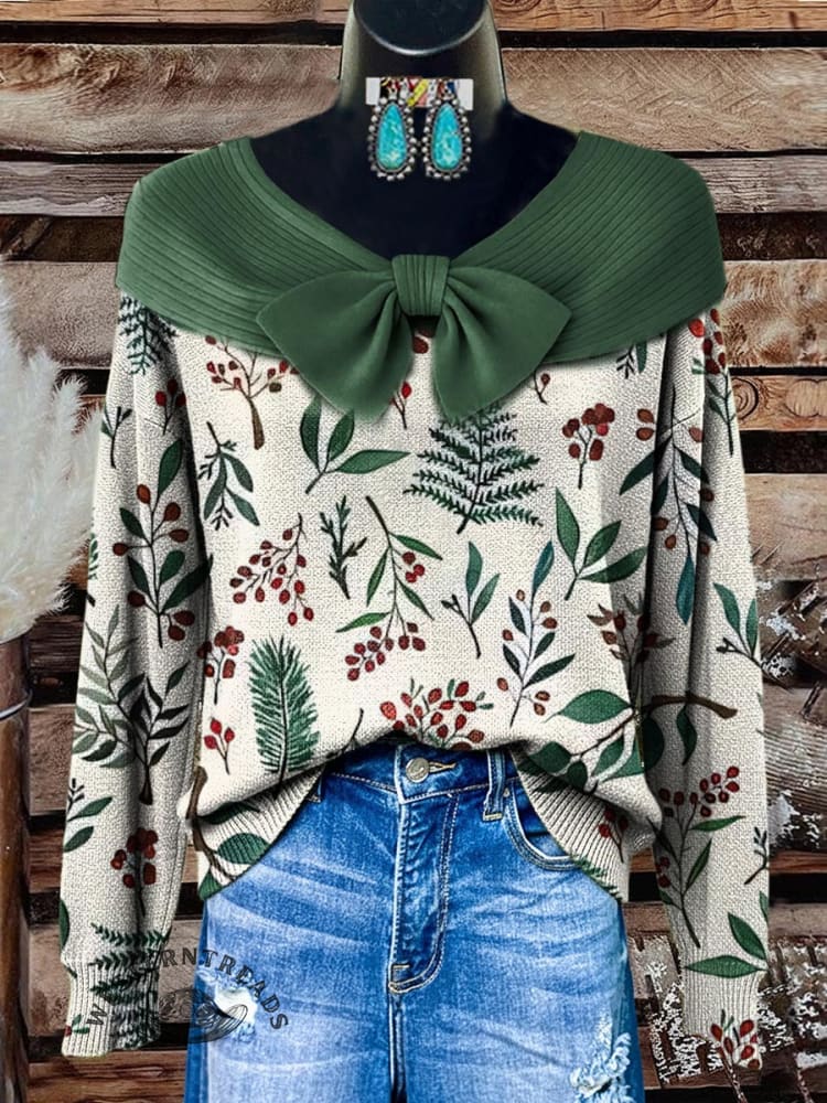 Vintage Floral Print Buttoned Cardigan Sweater