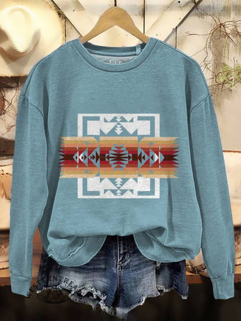 Aztec Print Casual Cotton Sweatshirt