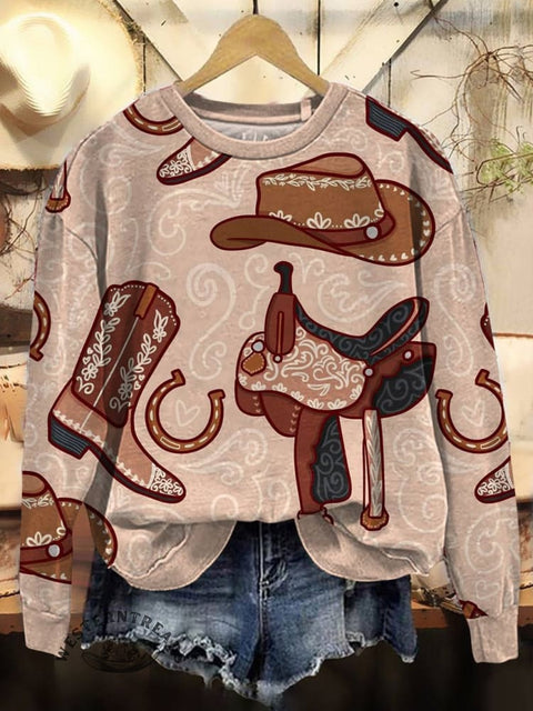 West Print Casual Cotton Sweatshirt