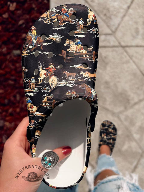 Classic West Rodeo Black Hole Slippers