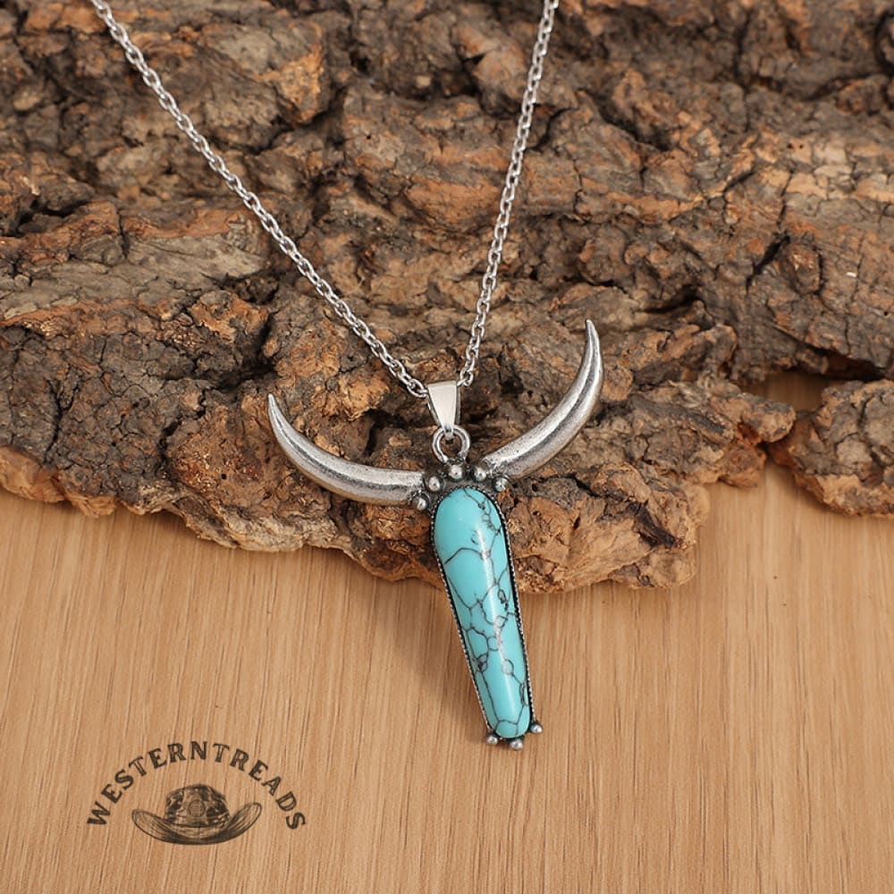 Turquoise Bull Head Necklace