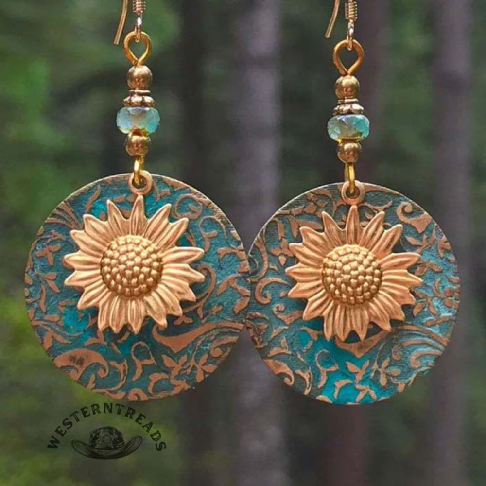 Retro Folk Style Peacock Blue Earrings