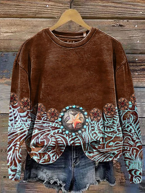 Ethnic Geometry Art Print Casual Cotton Sweatshirt