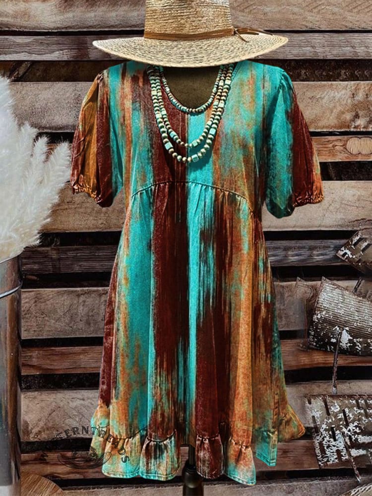 Women's Floral Print Pocket Cotton Dress