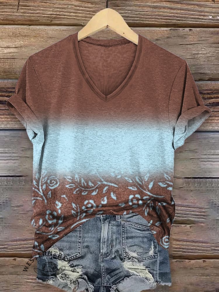 Retro Flowers Art Print Casaul Short Sleeve T-shirt