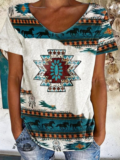Ethnic Aztec Art Print Crew Tee T-Shirt
