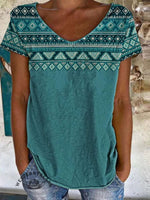 Vintage Aztec Art Print Crew Tee T-Shirt