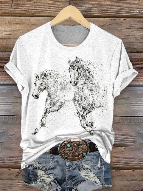 Retro Horse Art Print T-shirt