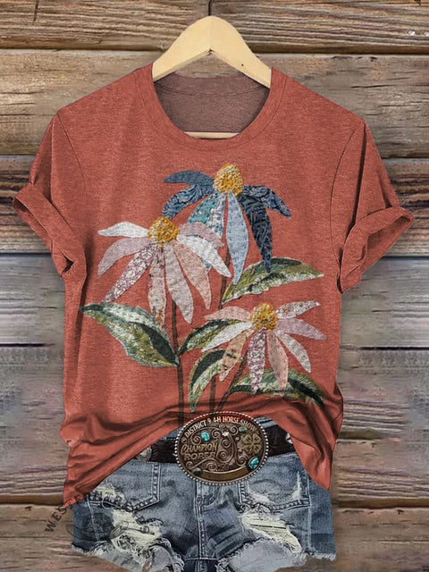Retro Floral Art Print T-shirt