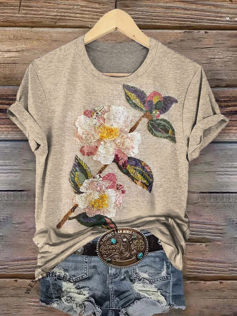 Retro Floral Art Print T-shirt