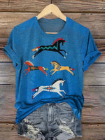 Classic Horse Art Print Casual T-Shirt