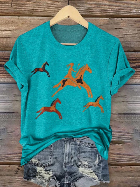 🔥Global best-selling🔥Classic Horse Art Print Casual T-Shirt