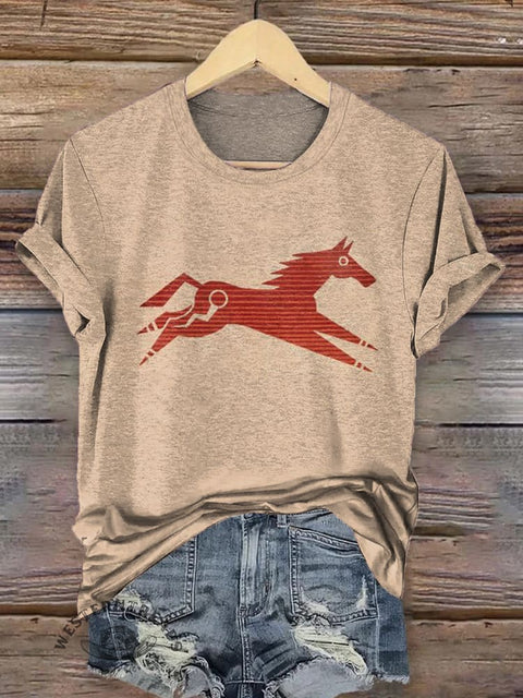 Classic Horse Art Print Casual T-Shirt