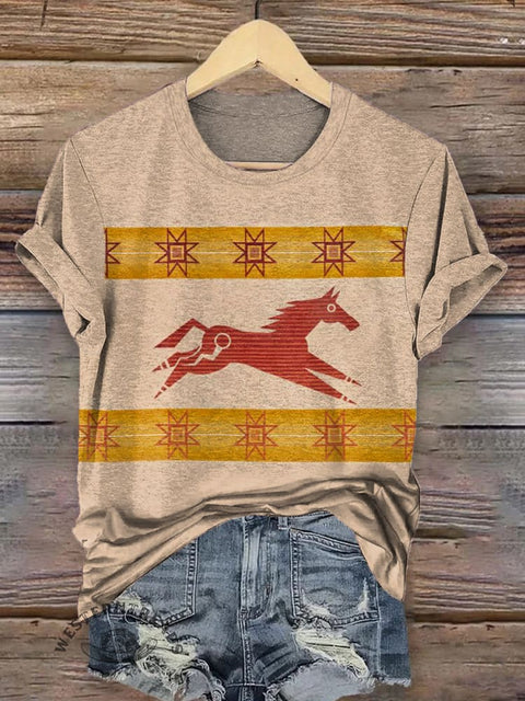 Classic Horse Art Print Casual T-Shirt