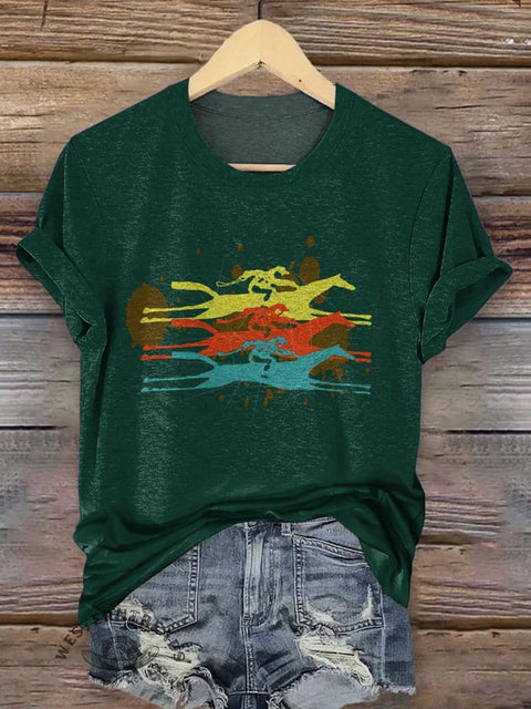 Classic Horse Art Print Casual T-Shirt