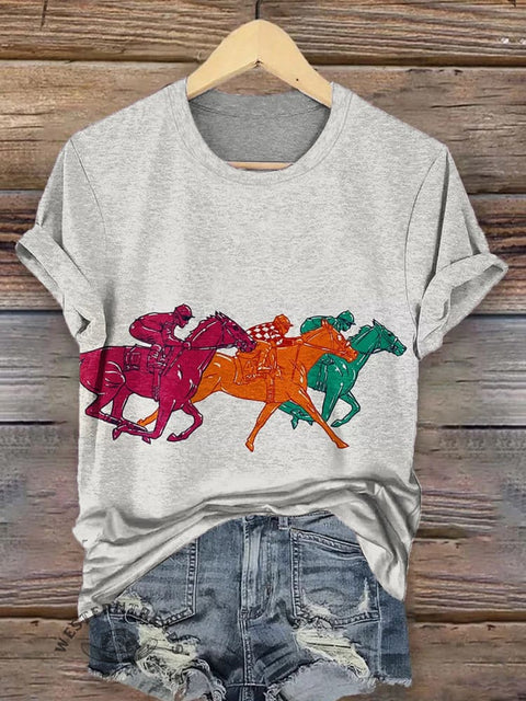 Classic Horse Art Print Casual T-Shirt