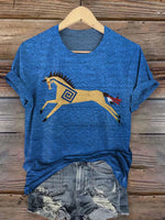 Classic Horse Art Print Casual T-Shirt