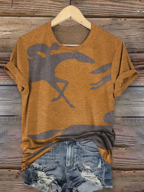 Classic Horse Art Print Casual T-Shirt