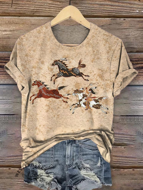 Classic Horse Art Print Casual T-Shirt