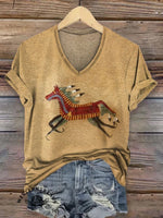 Classic Horse Art Print Casual T-Shirt
