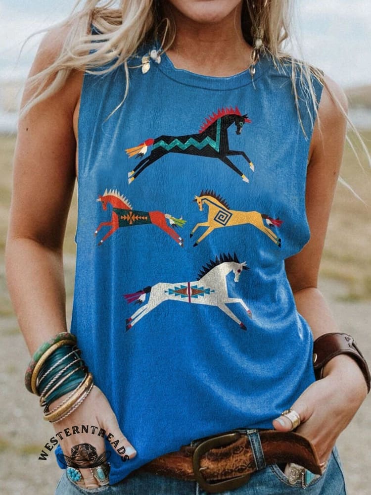 Classic Horse Art Print Casual T-Shirt