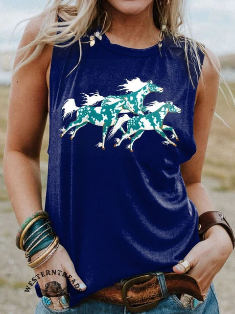 Classic Horse Art Print Casual T-Shirt
