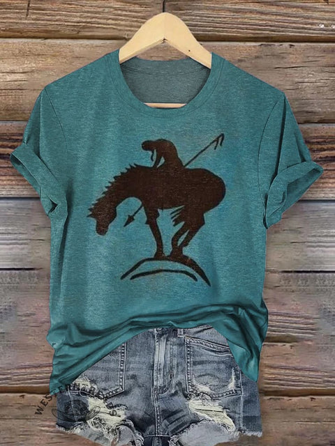 Classic Horse Art Print Casual T-Shirt