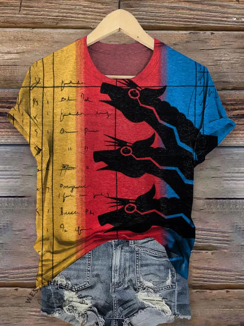 Classic Horse Art Print Casual T-Shirt