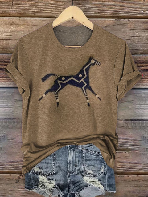 Classic Horse Art Print Casual T-Shirt