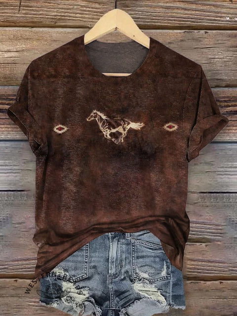 Classic Horse Art Print Casual T-Shirt