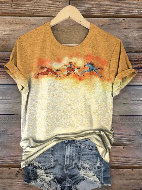 Classic Horse Art Print Casual T-Shirt